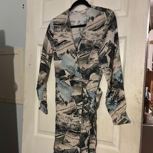 Candace Cameron Bure Regular Coastal Linen Blend Wrap Dress A601916 NEW XXS